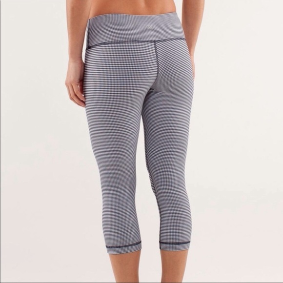LULULEMON CROP WUNDER UNDER GINGHAM INKWELL DOT 4 TIGHT - Picture 6 of 11